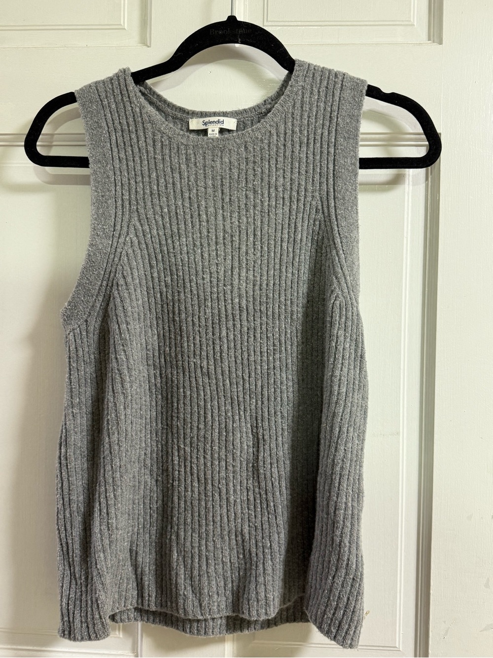 Splendid Sleeveless Heather Gray Ribbed Knit Tank Size Medium